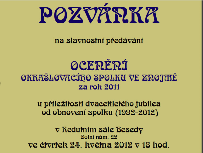 pozvánka ocenní OS za 2011